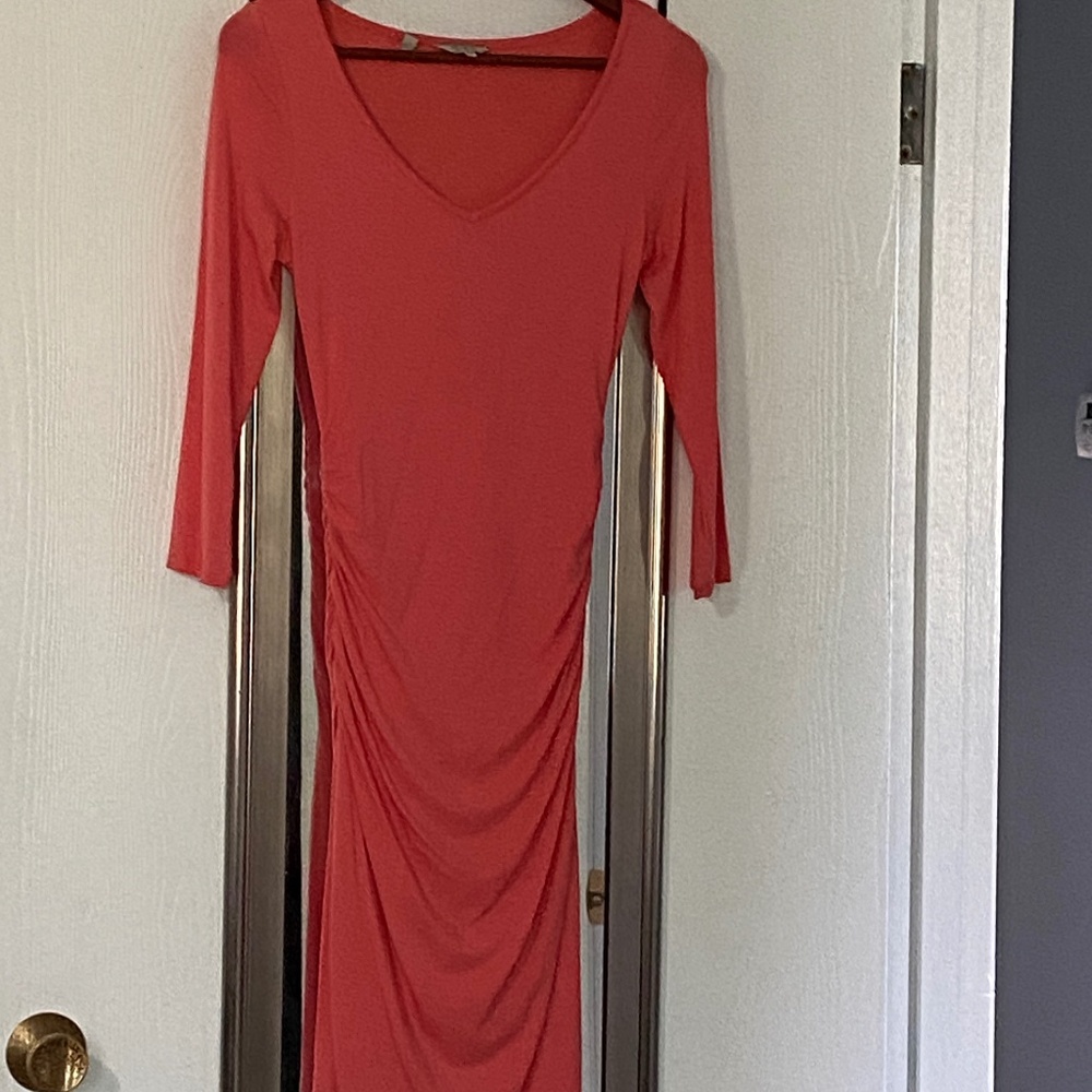 Guess Peach Bodycon Dress with Ruched Sides